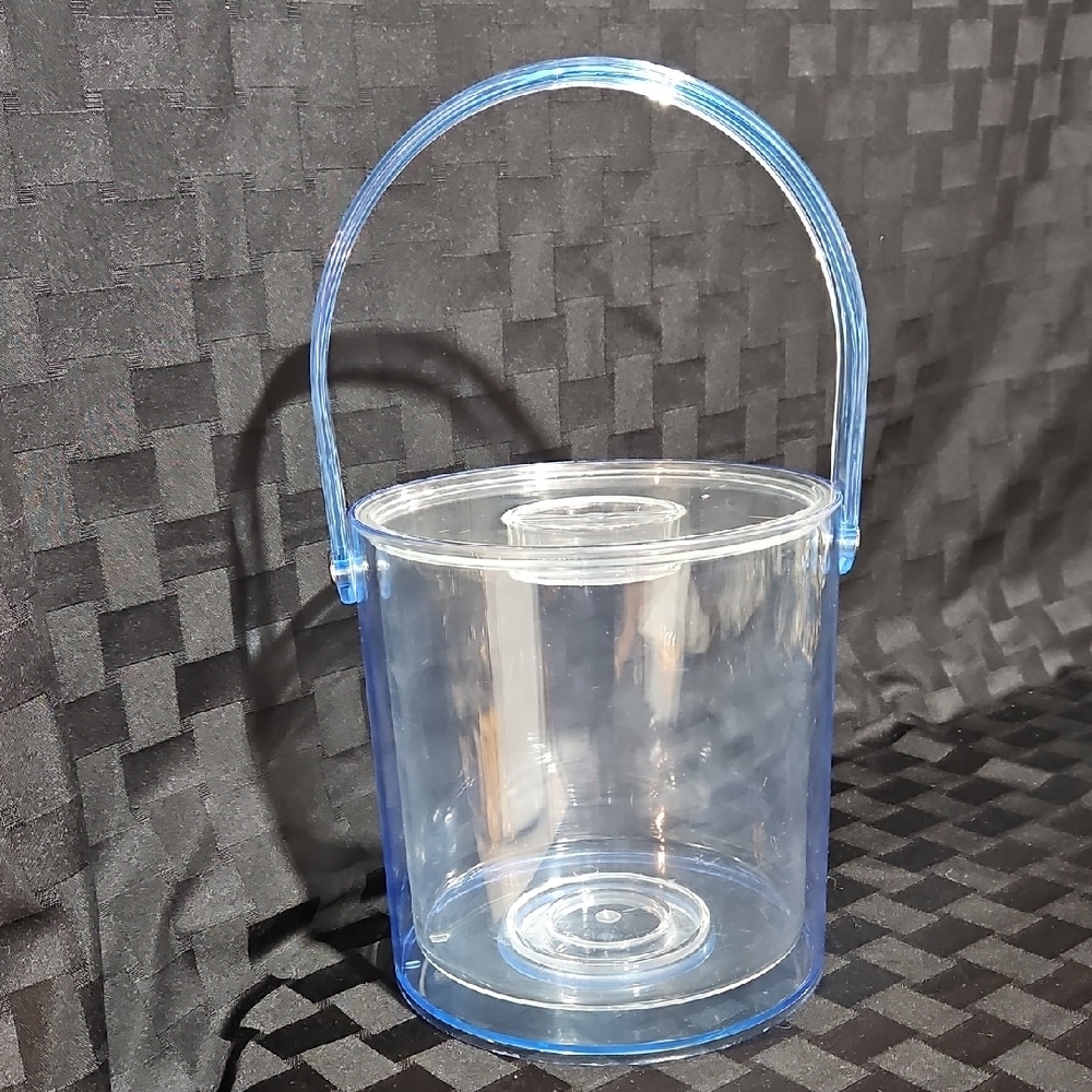 Clear and Blue Ice Bucket with Handle